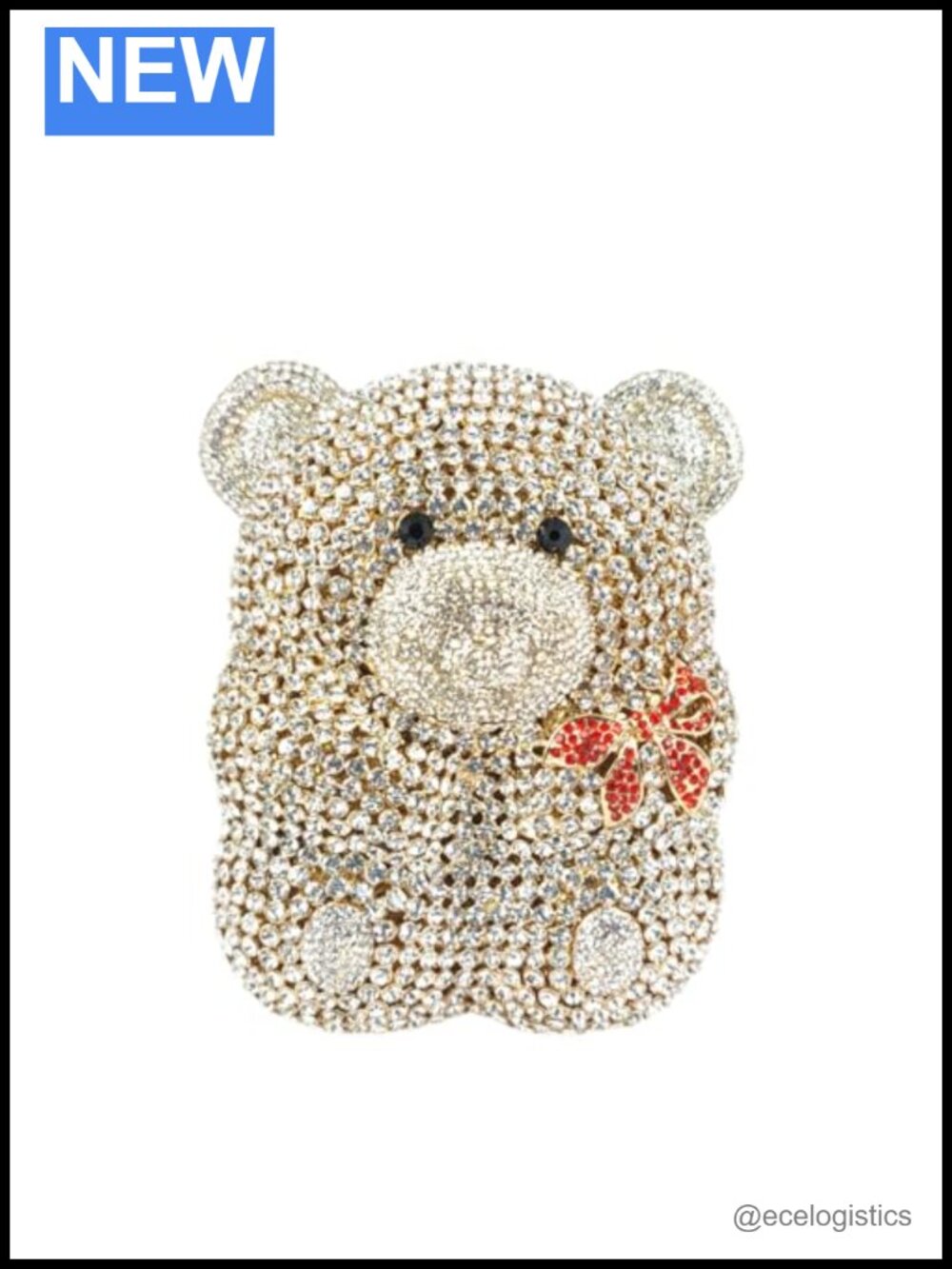 Crystal Bear Clutch Evening Bag Gold Rhinestone Mermaid Purse Party Wedding